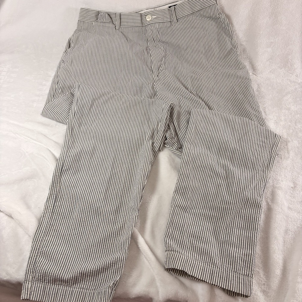 Daniel Cremieux Blue Label Seersucker Pants Men 34x32‎ Striped Flat Front Preppy